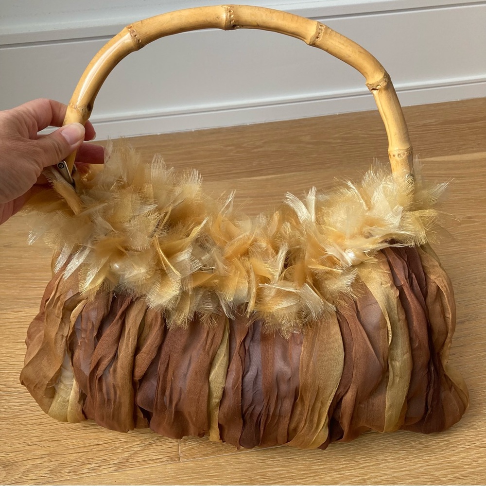 Bamboo Handle Silk fabric handbag